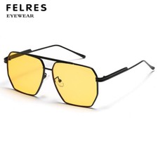 Metal Square Double Bridge Pilot Sunglasses Unisex Retro Driving Shade Glasses