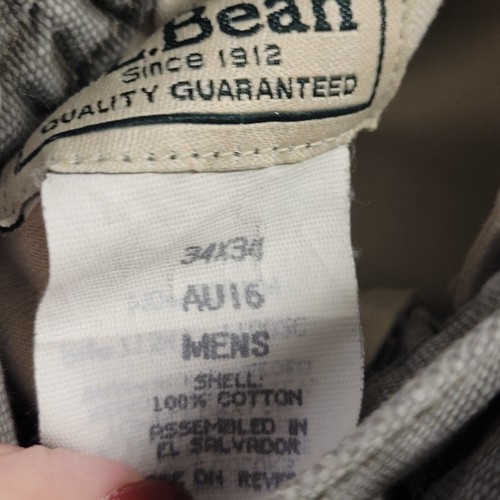 L.L. Bean Canvas Work Pants Men 34 Olive Elastic Waistband Snap Closure Y2K - Picture 10 of 13