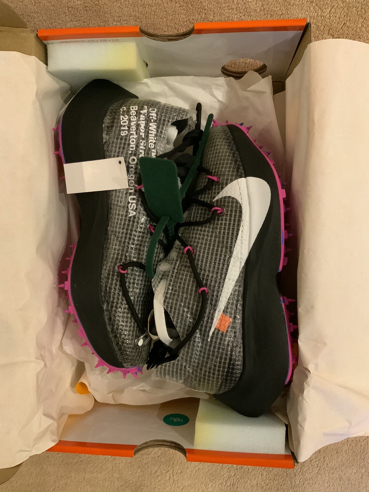 OFF WHITE X NIKE Nike x Off White Vapor Street Virgil Abloh US uomo 3 5 W 5 nero bianco fucsia