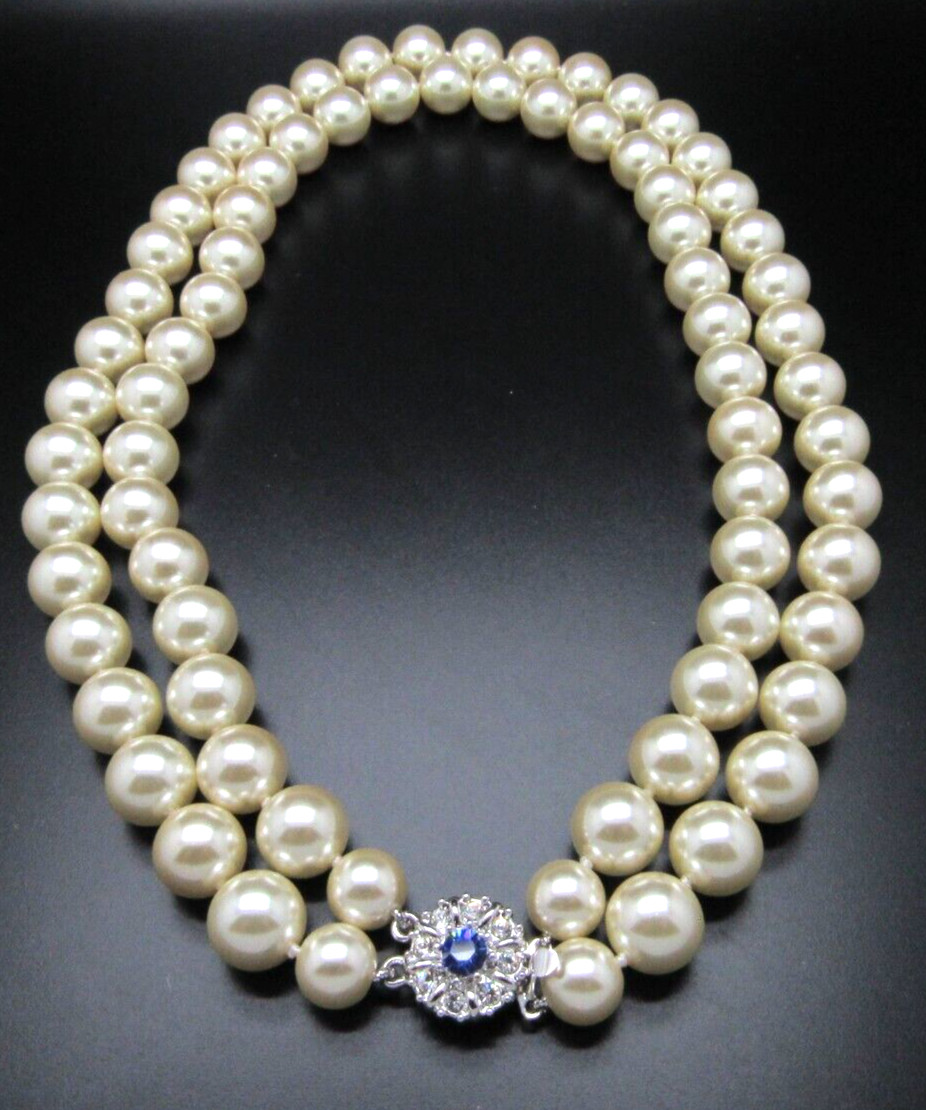 CAMROSE & KROSS JACQULINE KENNEDY JBK LARGE PEARL BLUE CRYSTAL NECKLACE NIB
