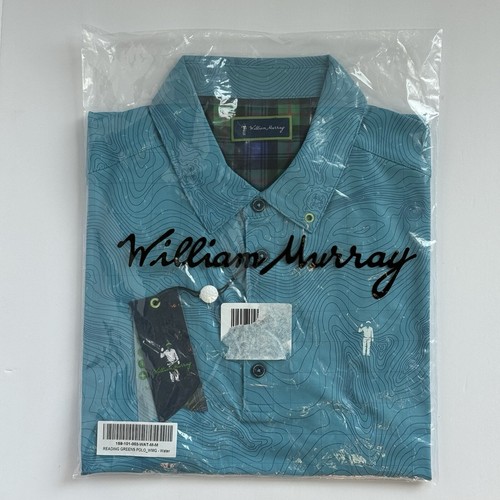 William Murray Golf Polo Shirt Mens Medium Blue Water Reading Greens Performance - Picture 18 of 18