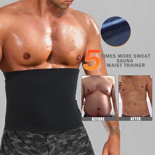 Waist Trimmer for Men Premium Waist Trainer Sauna Belt Sweat Band Working Out - Picture 3 of 7