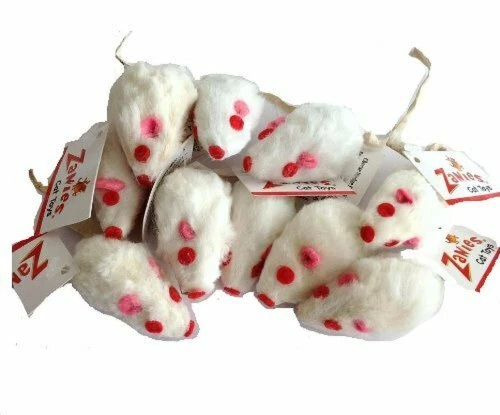 10 Furry Mice with Catnip  Made of Real Rabbit Fur Cat Toy Mouse Fun play - Image 3 of 4