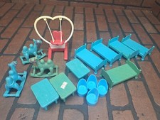 Vintage 1977 Knickerbocker Toys Lot Rocking Horse Table Bed Chairs