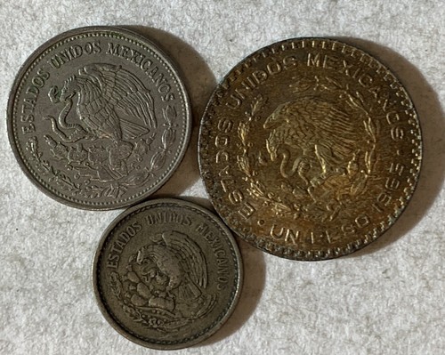 MEXIKO MÜNZEN LOT: 1956, 10 CENTAVOS; 1965 UN PESO; 1987 500 PESO - Bild 2 von 2