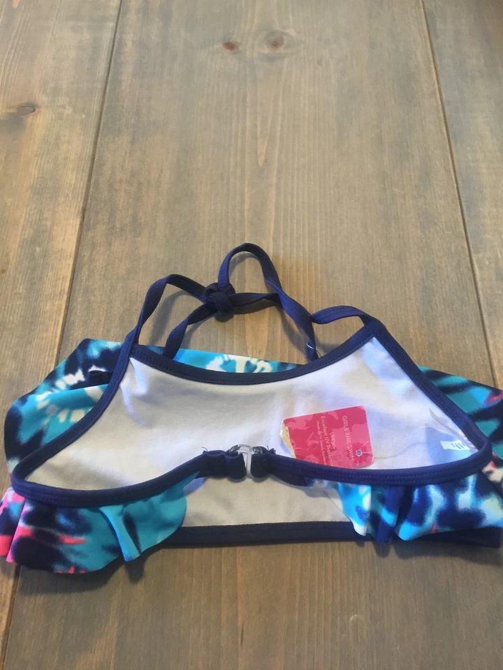 Nuevo con etiquetas Top de bikini halter multicolor azul/rosa Xhilaration para niñas talla: pequeño (6) Foto 2 de 4