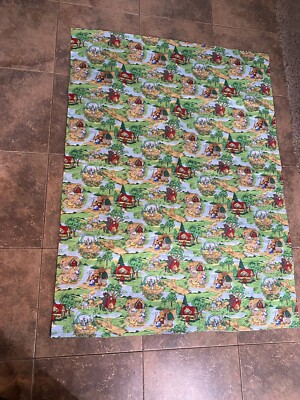 Fairytale Quilted blanket with stuffing 55x40in 3 little pigs, big bad wolf 