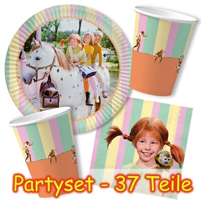 PIPPI LANGSTRUMPF PARTY SET - 37 Teile Kindergeburtstag Kinder Geburtstag Deko