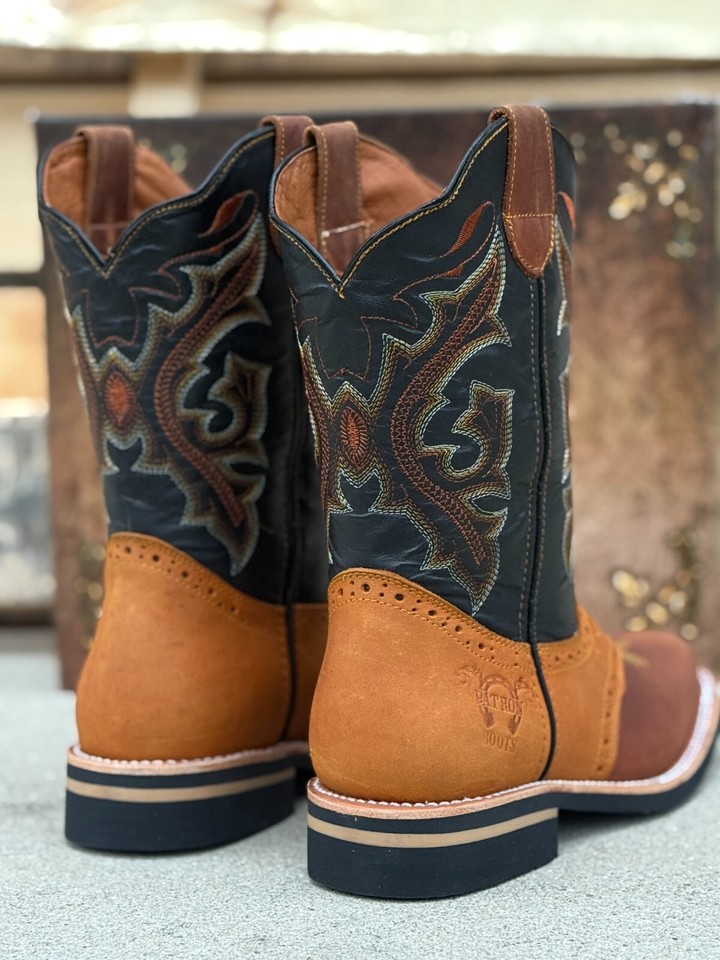 MEN'S WESTERN WORK BOOTS FULL GRAIN LEATHER COWBOY GEAR RANCH SQUARE ...