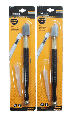 2pc Diamond Glass Cutter Metal Handle Oil Feed Cutting Tool Steel Blade 423004