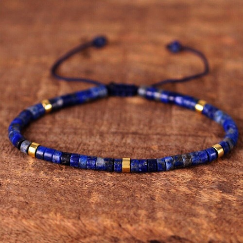 Lapis Lazuli Stone Beaded Bracelet Men's Braided Bracelet Adjustable