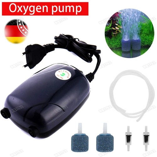 Aquariumpumpe Fische Tank Teich Sauerstoff Luftpumpe Durchlüfter+Blase Stein DE - Bild 1 von 7