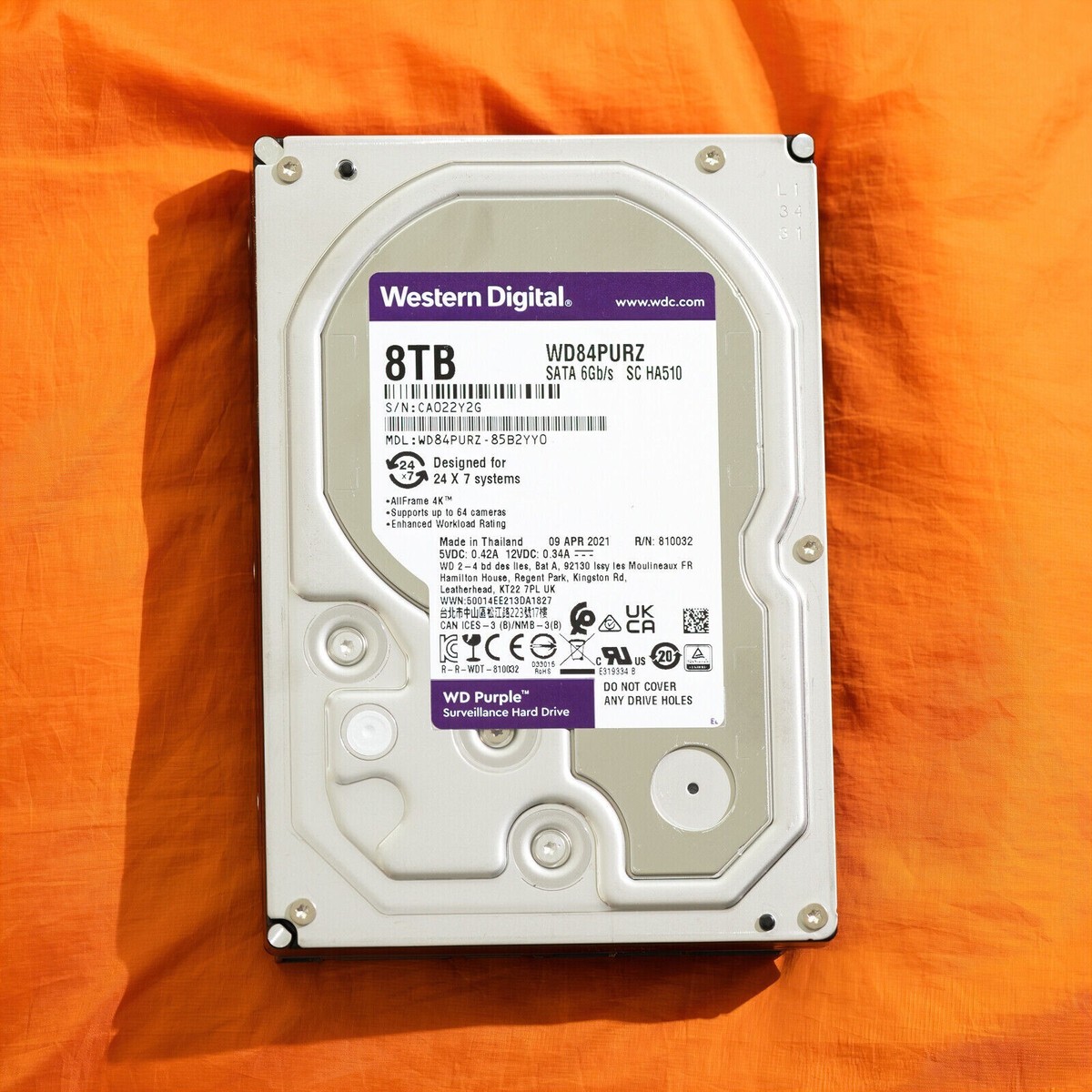 Western Digital 8TB,Internal,5400 RPM,3.5 inch (WD84PURZ) Hard