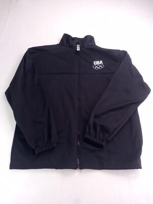 USA Olympic Jacket Men's Long Sleeve Full Zip Windbreaker Navy Blue 