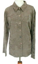 CHICOS tan embroidered silk/linen blend shirt jacket - Chicos size 3 16 XL