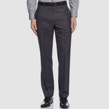  95 Calvin Klein Men Gray Stretch X Slim-Fit Flat Front Dress Pants Size 38W 32L