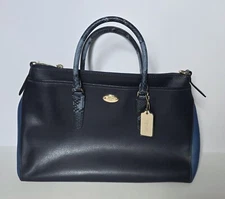 Coach Morgan Shoulder Bag/Satchel  Leather w/Embossed Skin Trim blue gold F35887