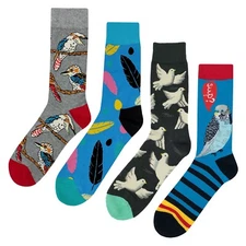 NWT Bird Dress Socks 4 Pack Novelty Men 8-12 Crazy Fun Sockfly