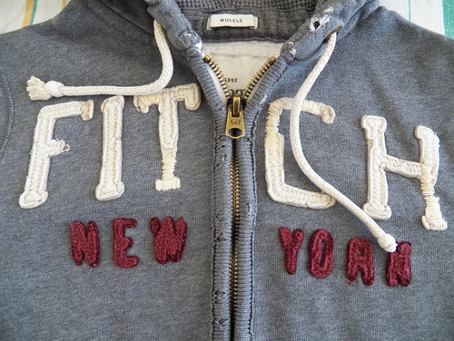 Abercrombie & Fitch MENS Grey Cotton Hoodie Sweater Size M Muscle Fit Full Zip - Picture 2 of 6