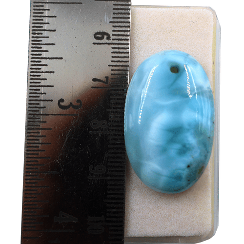 38 CT Natural Dominican Larimar AA+ Grade 31x20mm Oval Cabochon Drilled Gemstone - Picture 7 of 10