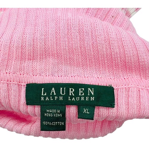 Suéter Lauren Ralph Lauren Algodón Cuello Alto Rosa Blanco Manga Larga Talla XL - Imagen 7 de 10