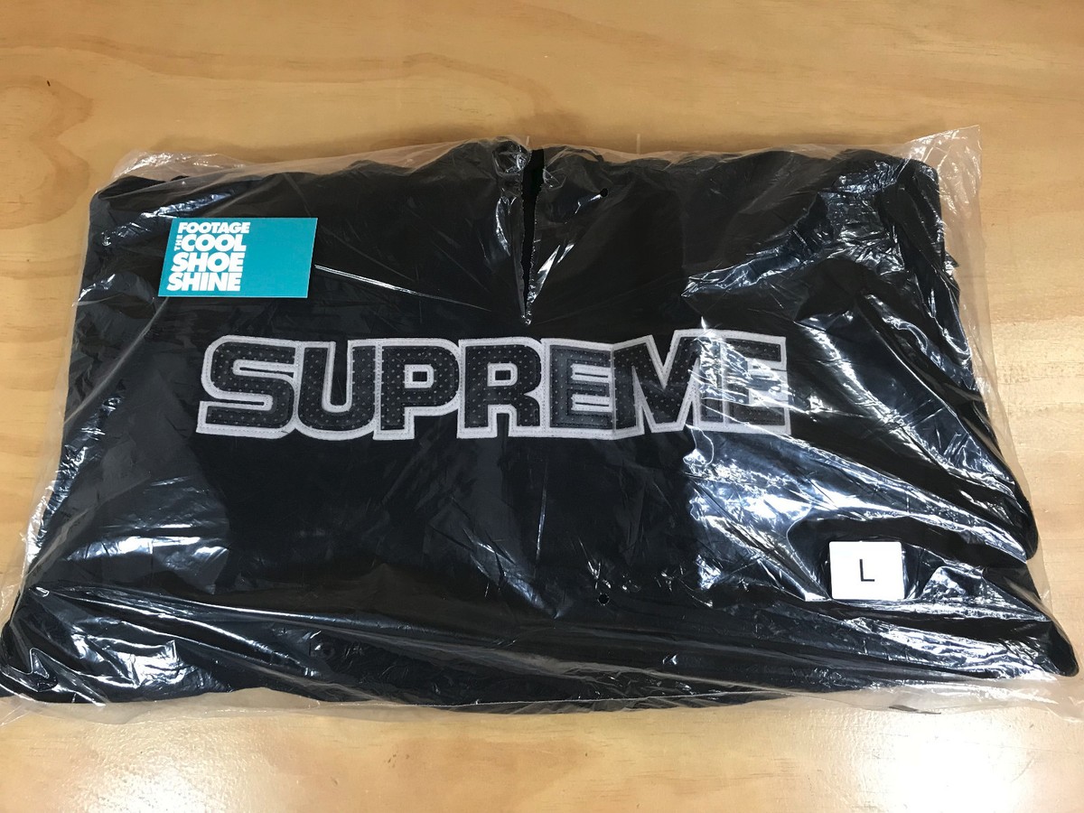 SUPREME PERFORATED LEATHER LOGO HOODED PULLOVER SWEATER FALL SUPREME PERFORATED LEATHER LOGO HOODED PULLOVER SWEATER FALL