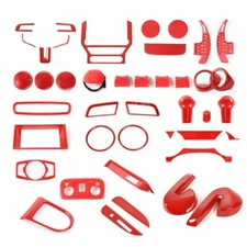 Red Full Set Interior Decoration Frame Trim Cover Bezels For Ford Mustang 2015+
