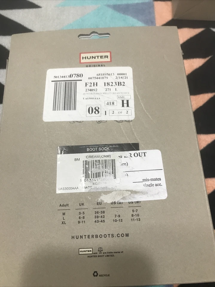 Calcetines Hunter Original Para Mujer Crema Alto Polar Welly Boot Talla L #200067 Foto 3 de 4