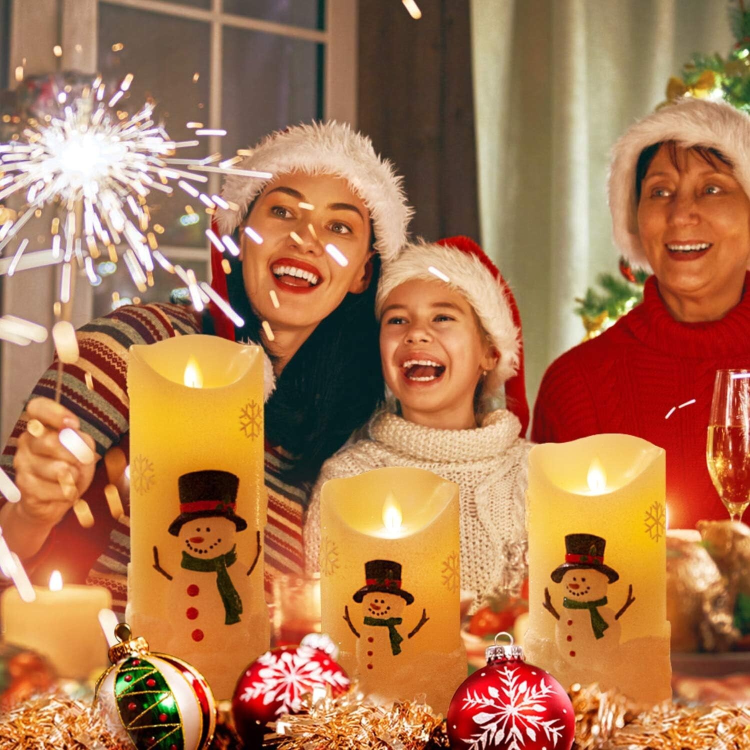 Flameless Candle Sets for Christmas Gift 3 Pack, Battery Operated Pillar Candles eBay