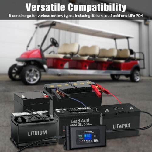 Smart Golf Cart Battery Charger Crowfoot Plug 2 Prong 36V 48Volt Trickle Charge - Picture 3 of 10