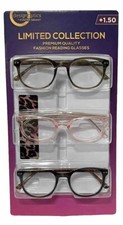 Design Optics by Foster Grant Trendy Round Plastic Reading Glasses, 3-Pack 1.50