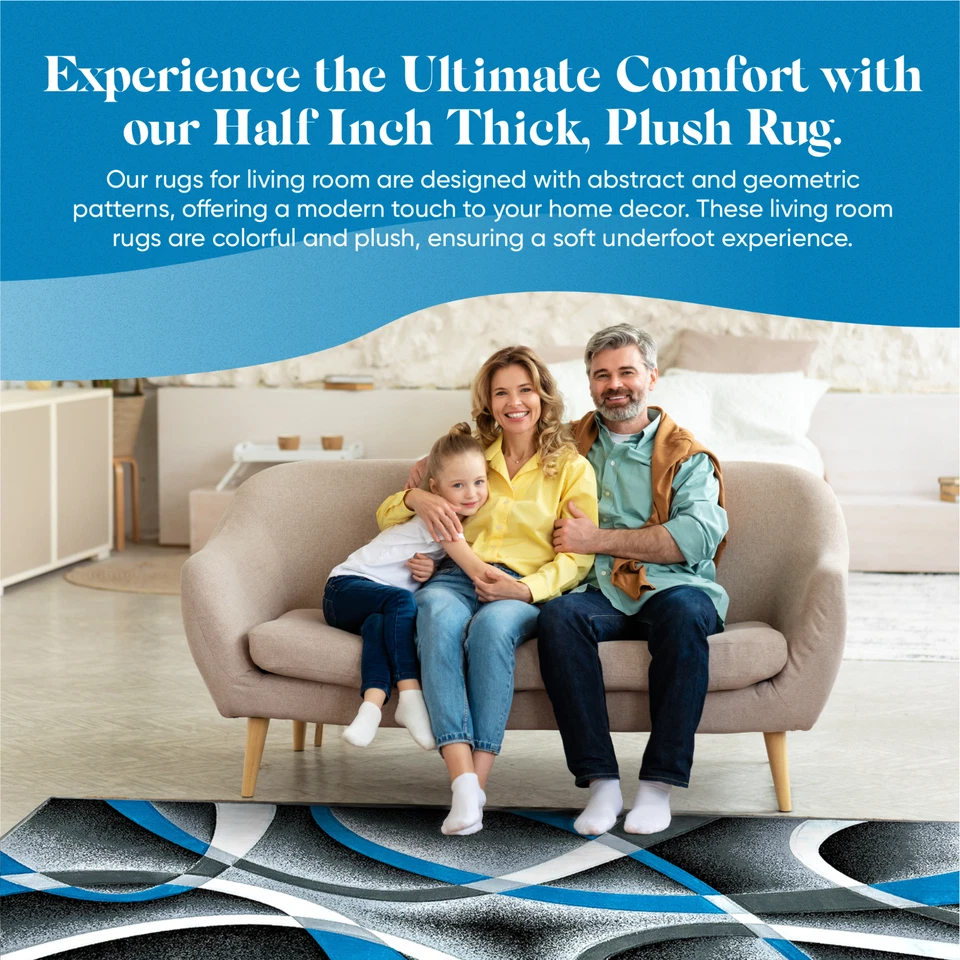 Alfombra geométrica contemporánea abstracta moderna pila de felpa gruesa tallada a mano premium Foto 4 de 4