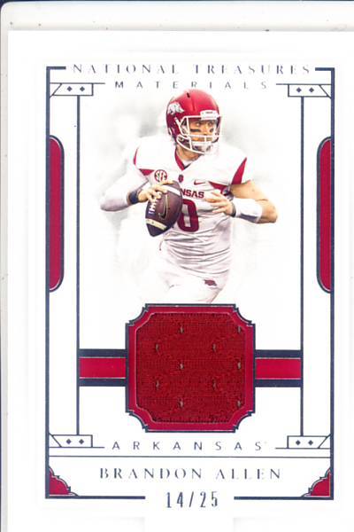 brandon allen rookie rc draft gu jersey patch college arkansas