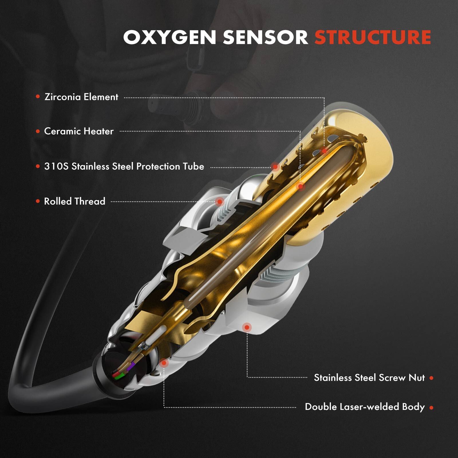 4pcs O2 Oxygen Sensor for Audi R8 2008-2012 2014-2015 4.2L Upstream & Downstream