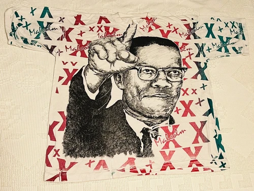 90s Malcolm X All Over Print Multicolor T-shirt Sz XL Ra 1990s vintage concert t-shirt, vintage, size XL, single stitch, B+ condition