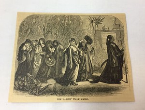 1877 magazine engraving - THE LADIES WALK, CAIRO ~ Egypt