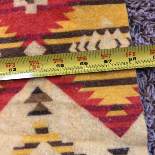 Vtg Nylon Polyester Blend Southwest Style Twin Blanket 68x90 Red Yellow Brown - Picture 10 of 10