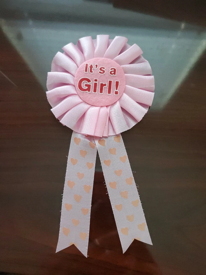Pin Rosa It's a Girl" Cinta/Insignia Premio Baby Shower Fiesta Suministro Rosa Foto 2 de 4