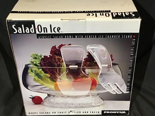 Salad On Ice Acrylic 3 Piece Salad Set open box Keeps Salads & Fruits Chilled - Picture 2 of 8