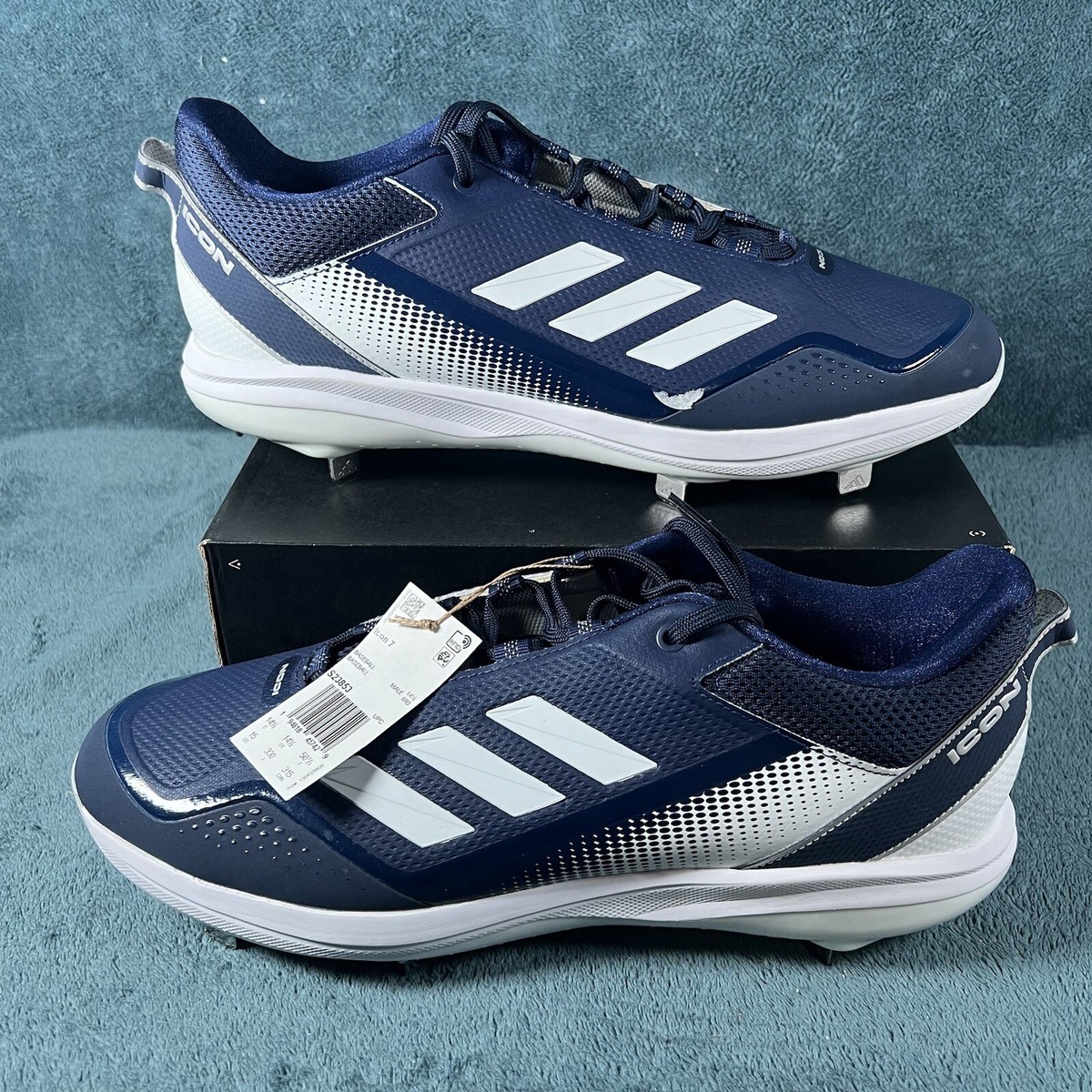 Adidas Icon 7 Low Top Metal Baseball Cleats Navy/White  display picture 1