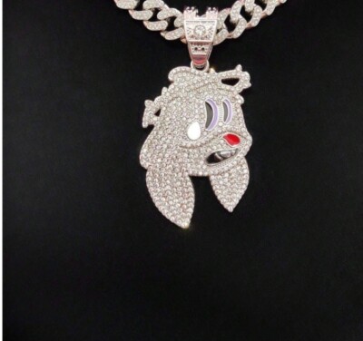 Men's Fabulous Cartoon Hip Hop Pendant With 3.46CT Round Cut Sapphire & Enamel