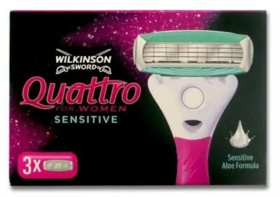 Wilkinson Sword Quattro für Damen empfindliche Rasierklingen 3er-Pack VERSANDKOSTENFREI