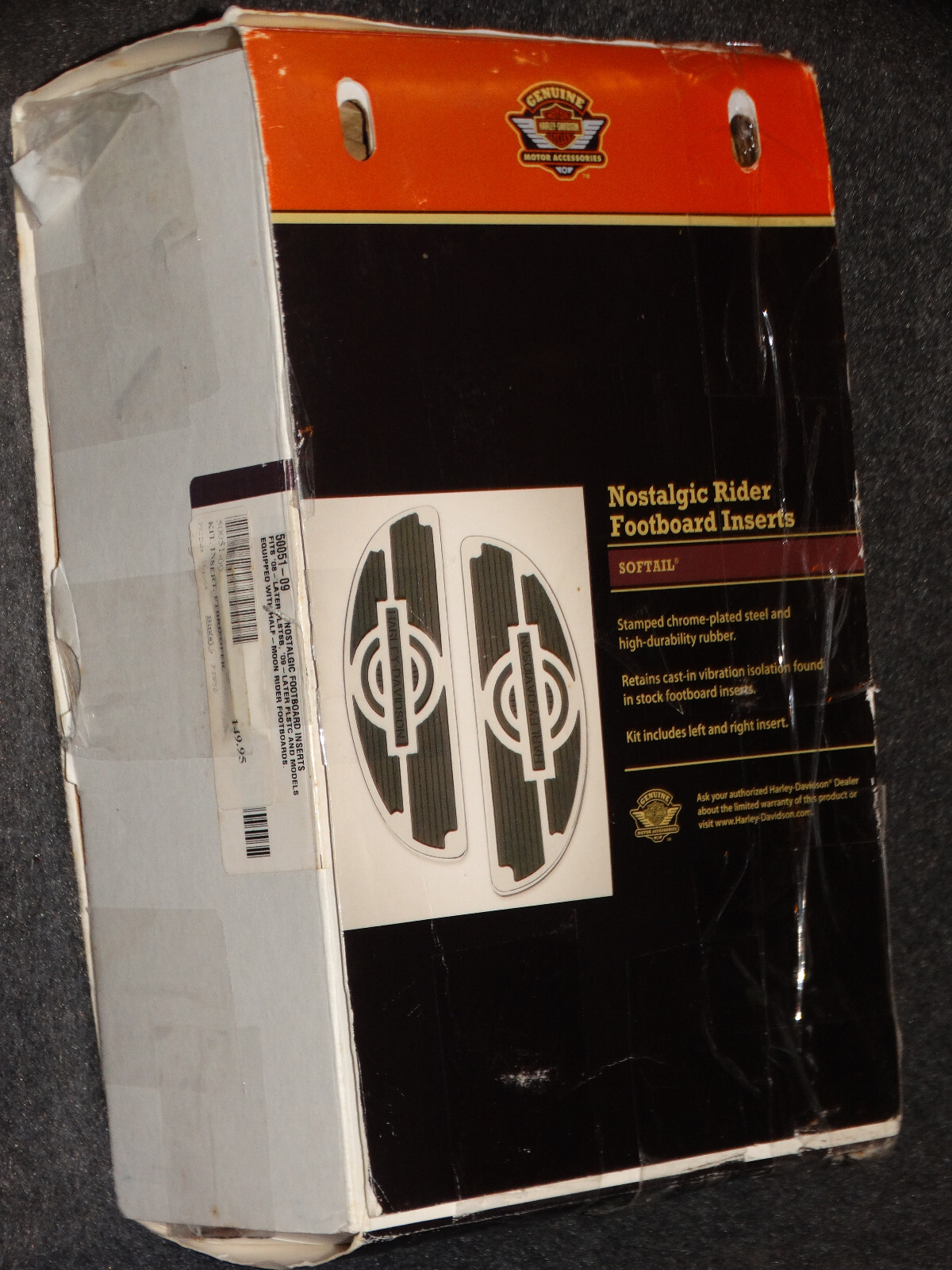 New Harley Nostalgic HalfMoon Rider Footboard Inserts FLSTS, FLSTSB