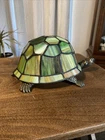 VTG Tiffany Style Stained Glass Turtle Accent Lamp Electric