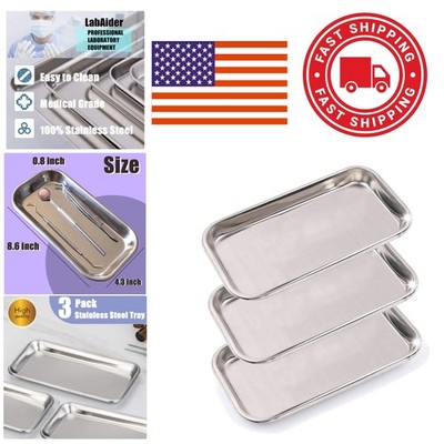 Durable Stainless Steel Dental Trays for Tattoo and Medical Procedures 3 Pack