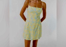 Rhode Jackie Mini Dress Size 4 NWT. Multi Color Blue/Yellow