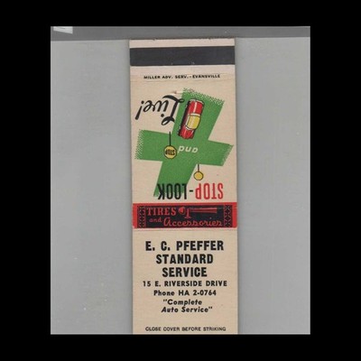 Matchbook Cover E. C. Pfeffer Standard Service 15 East Riverside Drive