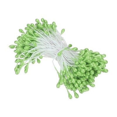 3mm Double Heads Flower Stamen, 150 Pcs Artificial Flower Pistil, Lawn Green