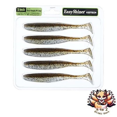 NEW KEITECH Easy Shiner 5-inch 414 Green Pumpkin Pepper Lure