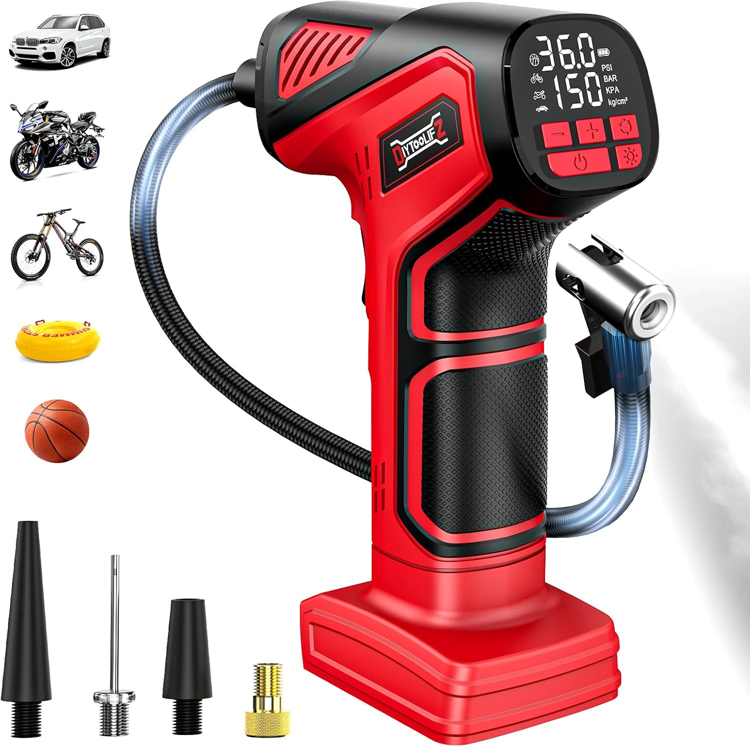 Portable Air Compressor: Cordless Air Pump for Auto, Motorcycles